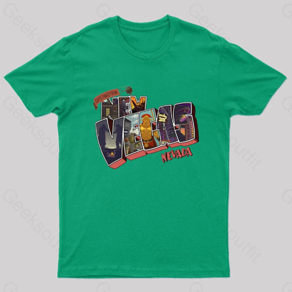 Greetings From New Vegas Geek T-Shirt Green / S
