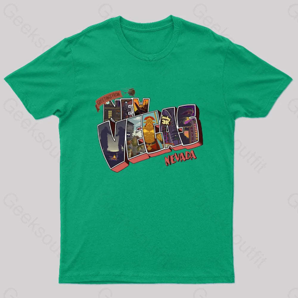 Greetings From New Vegas Geek T-Shirt Green / S