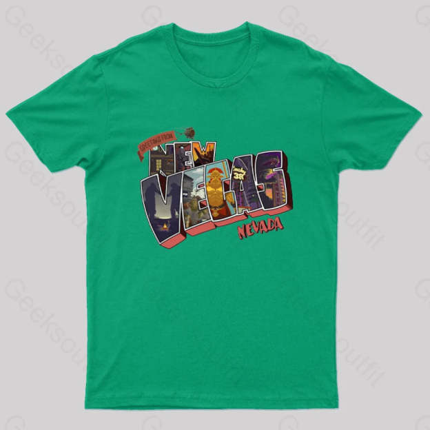 Greetings From New Vegas Geek T-Shirt Green / S