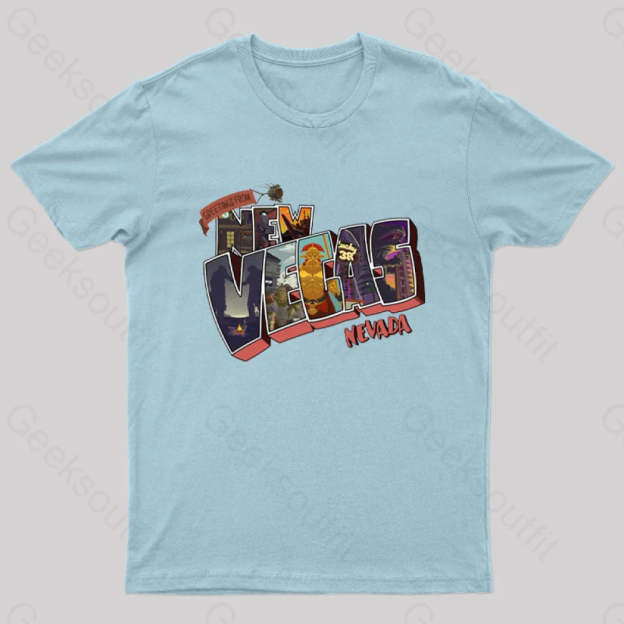 Greetings From New Vegas Geek T-Shirt Light Blue / S