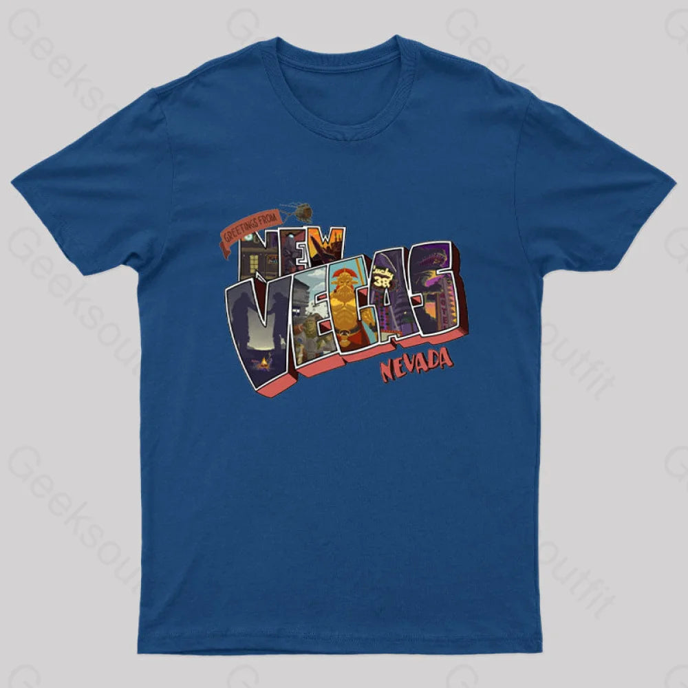 Greetings From New Vegas Geek T-Shirt Navy / S