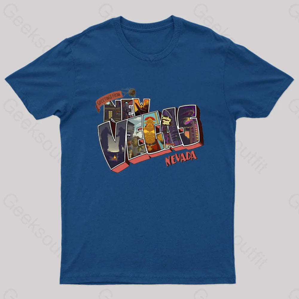 Greetings From New Vegas Geek T-Shirt Navy / S