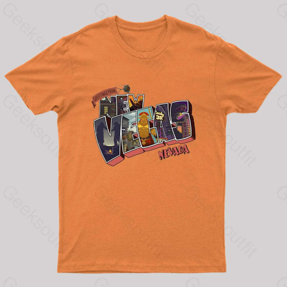 Greetings From New Vegas Geek T-Shirt Orange / S