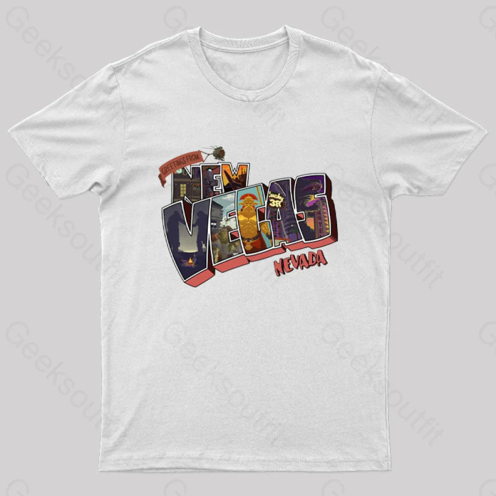 Greetings From New Vegas Geek T-Shirt White / S