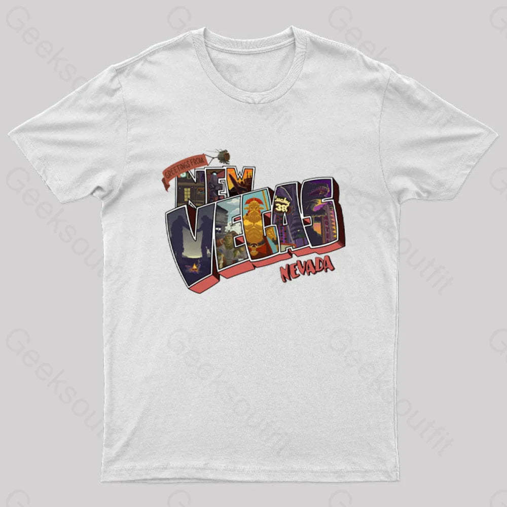 Greetings From New Vegas Geek T-Shirt White / S
