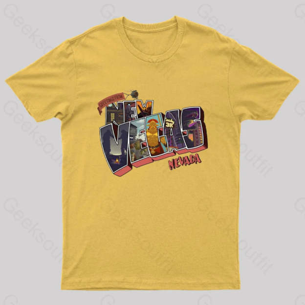 Greetings From New Vegas Geek T-Shirt Yellow / S