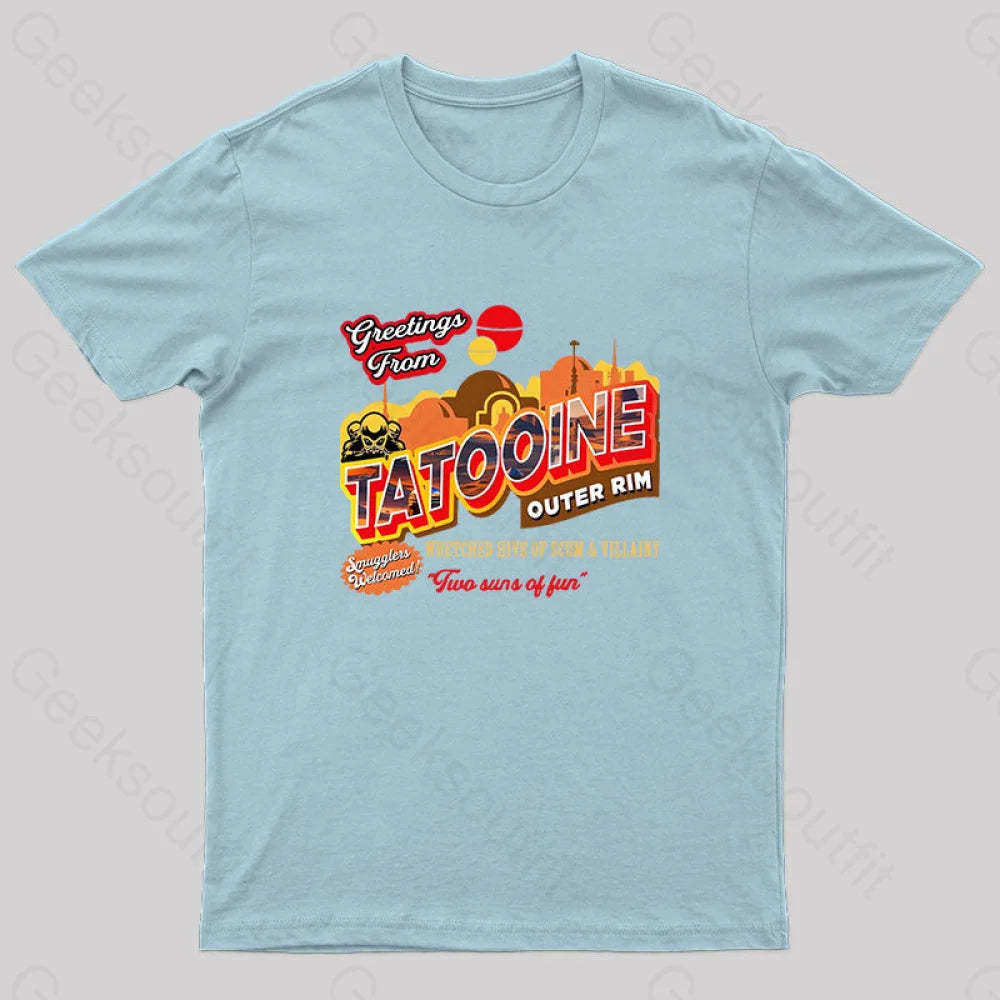 Greetings From Tatooine Dks Nerd T-Shirt Light Blue / S