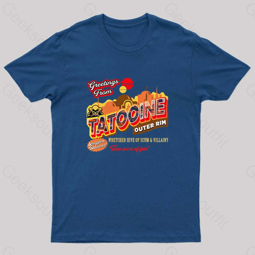 Greetings From Tatooine Dks Nerd T-Shirt Navy / S