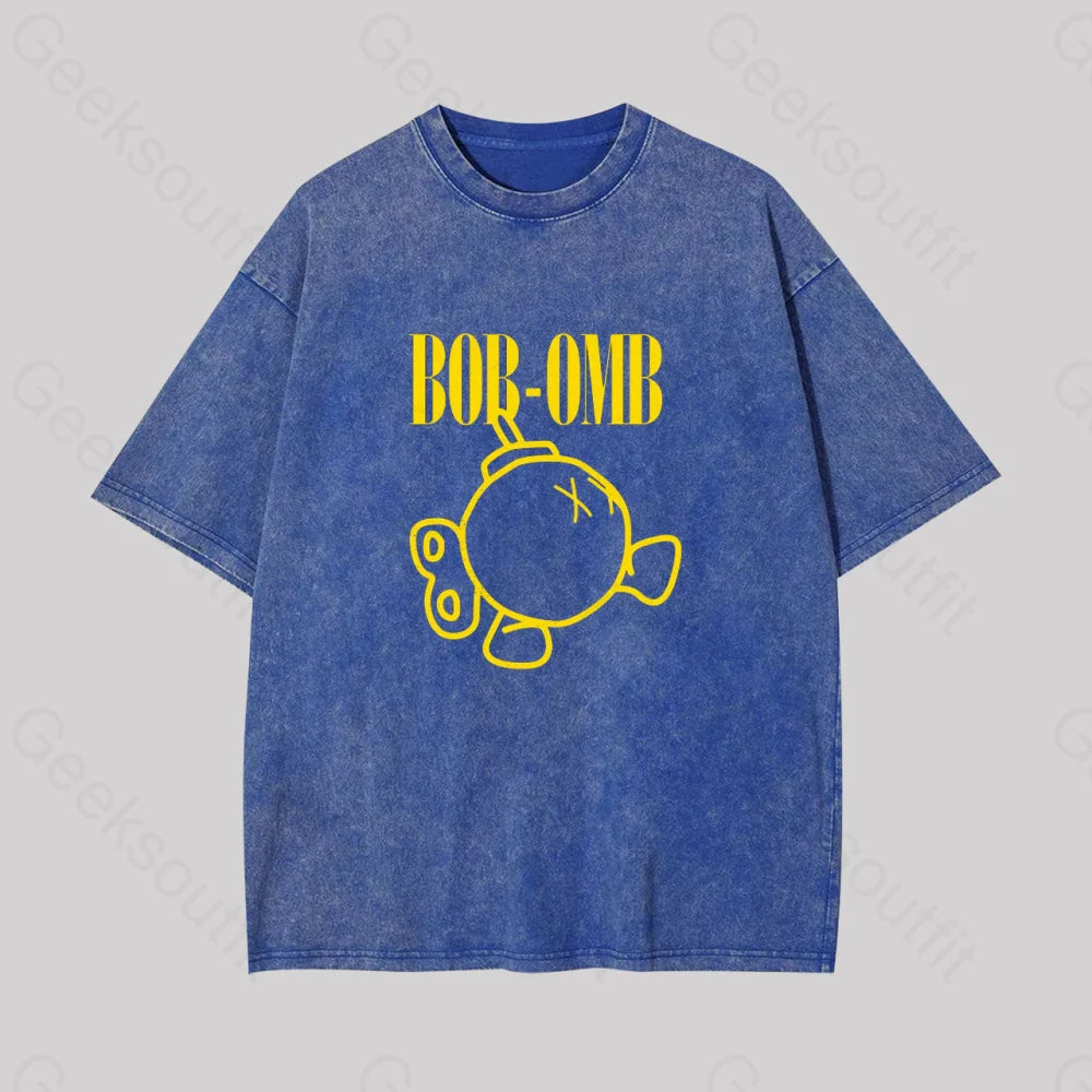 Grunge Bomb Geek Washed T-Shirt Blue / S