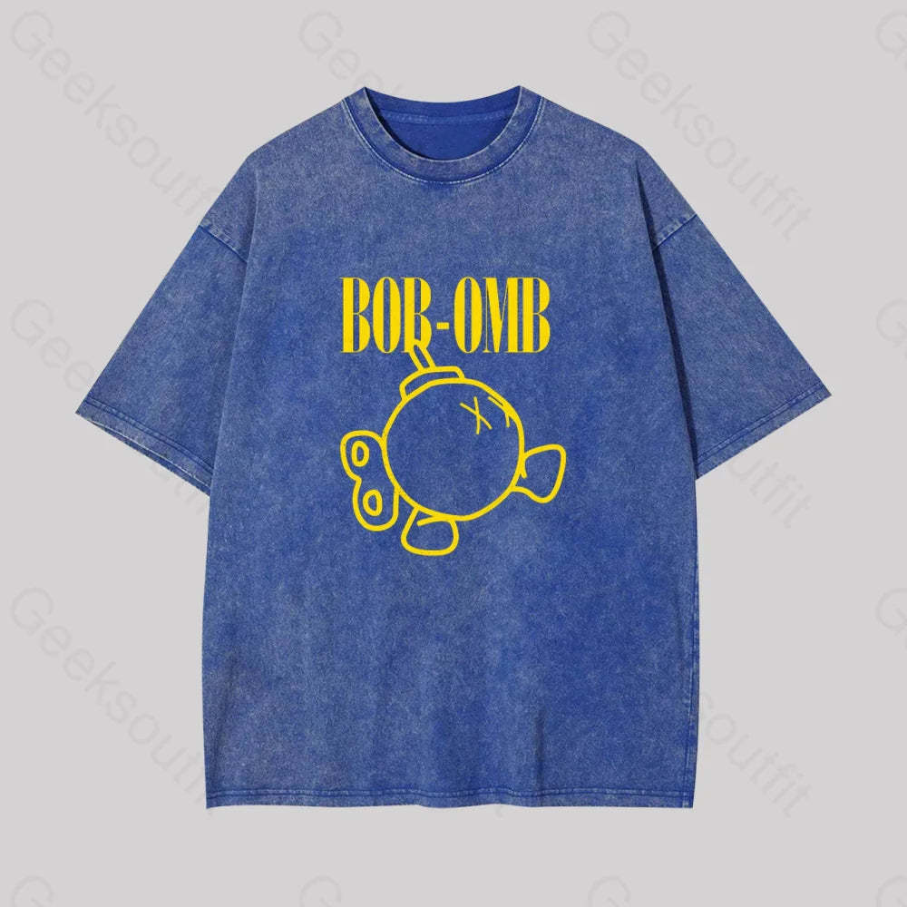 Grunge Bomb Geek Washed T-Shirt Blue / S