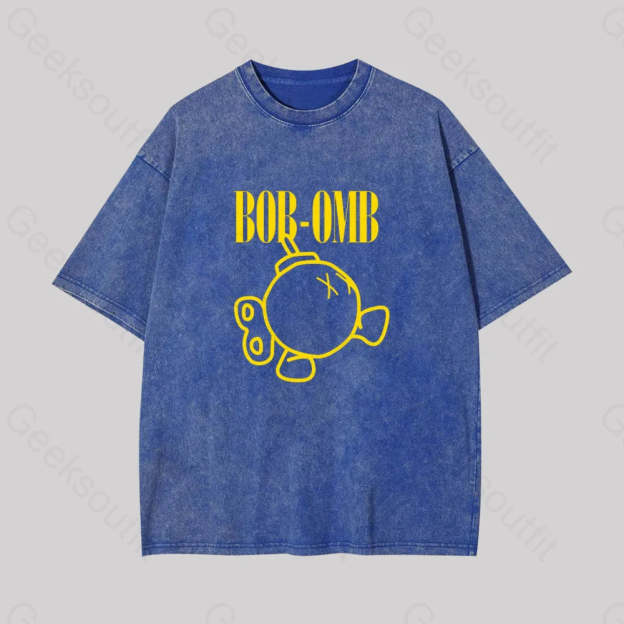Grunge Bomb Geek Washed T-Shirt Blue / S