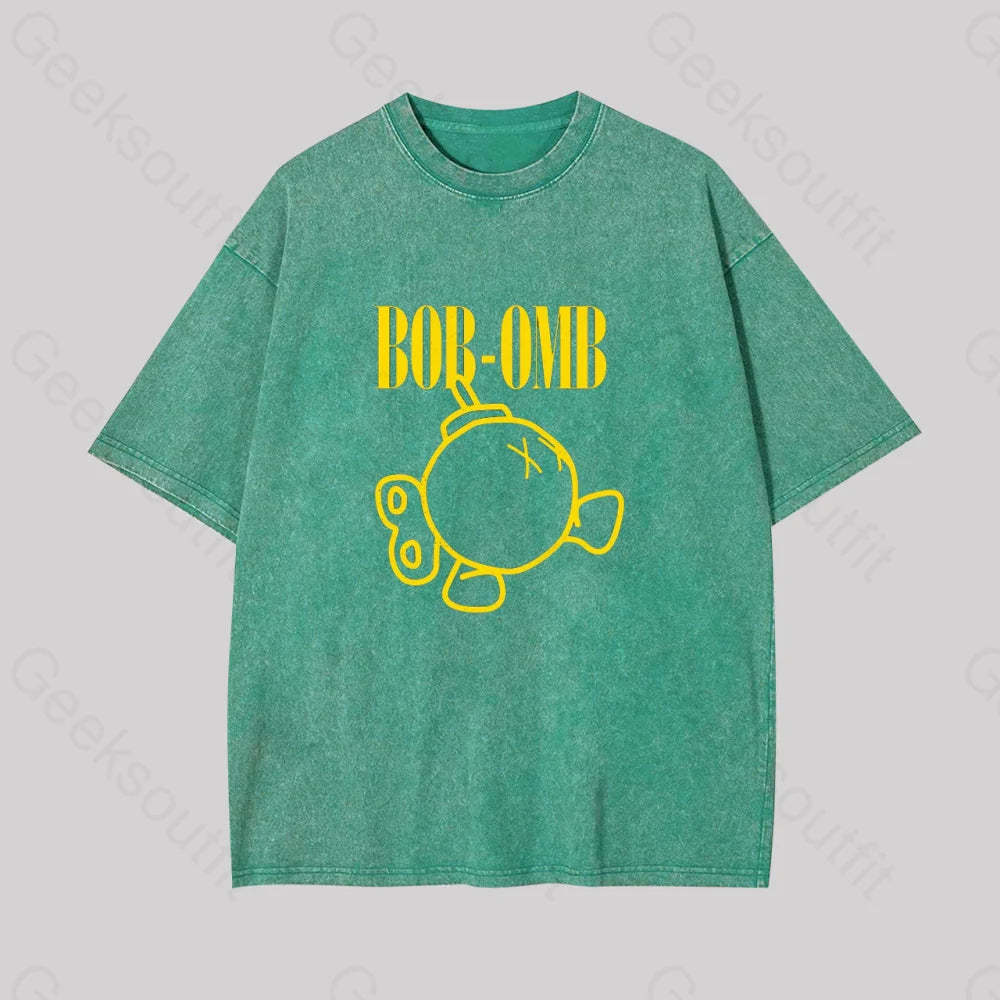 Grunge Bomb Geek Washed T-Shirt Grass Green / S