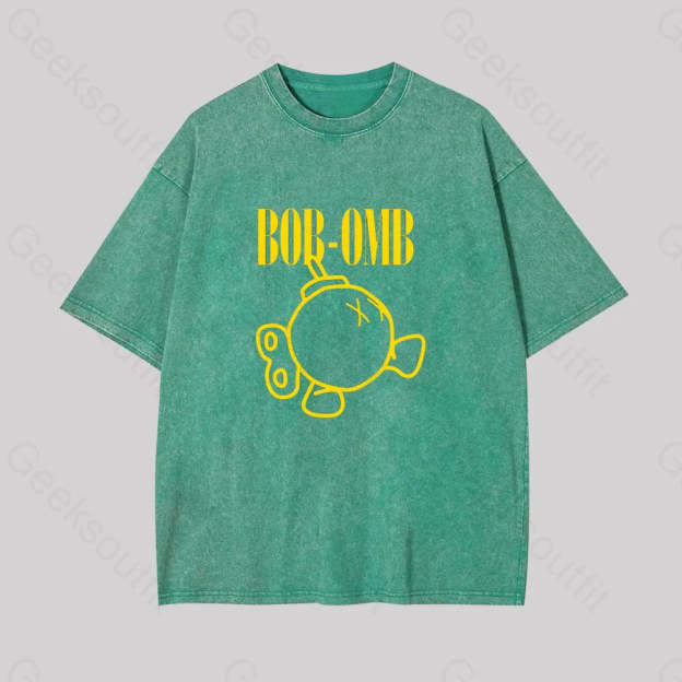 Grunge Bomb Geek Washed T-Shirt Grass Green / S