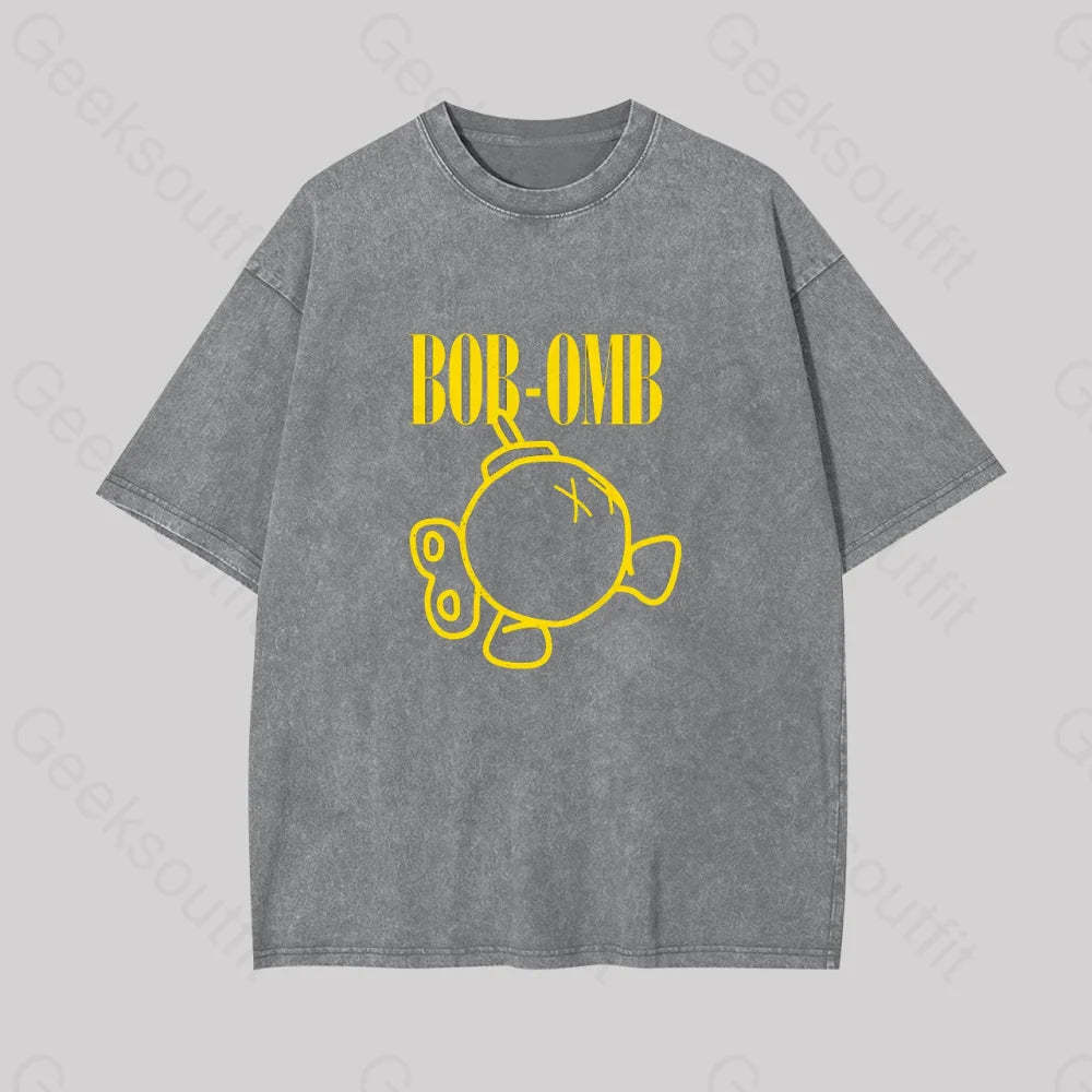 Grunge Bomb Geek Washed T-Shirt Grey / S