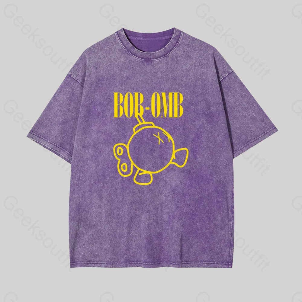 Grunge Bomb Geek Washed T-Shirt Purple / S