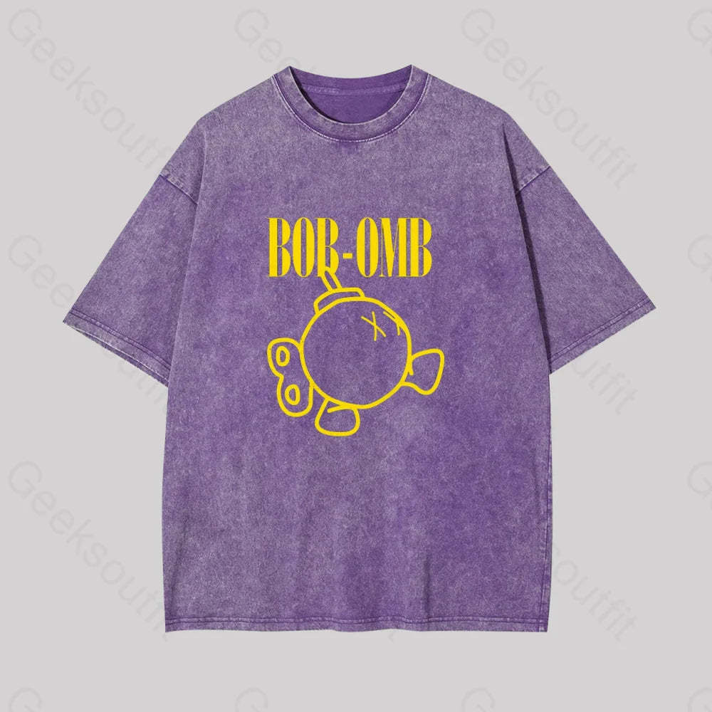 Grunge Bomb Geek Washed T-Shirt Purple / S