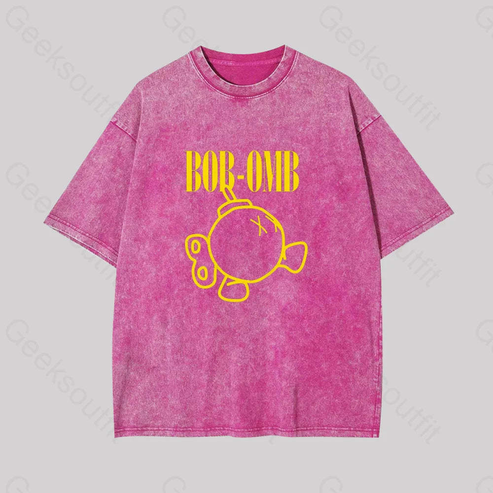 Grunge Bomb Geek Washed T-Shirt Rose Red / S
