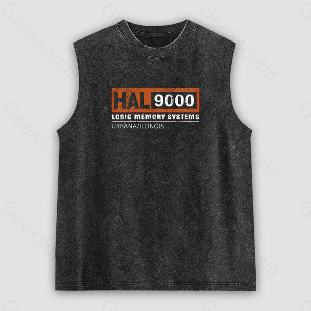 Hal 9000 Distressed Unisex Washed Tank Black / S