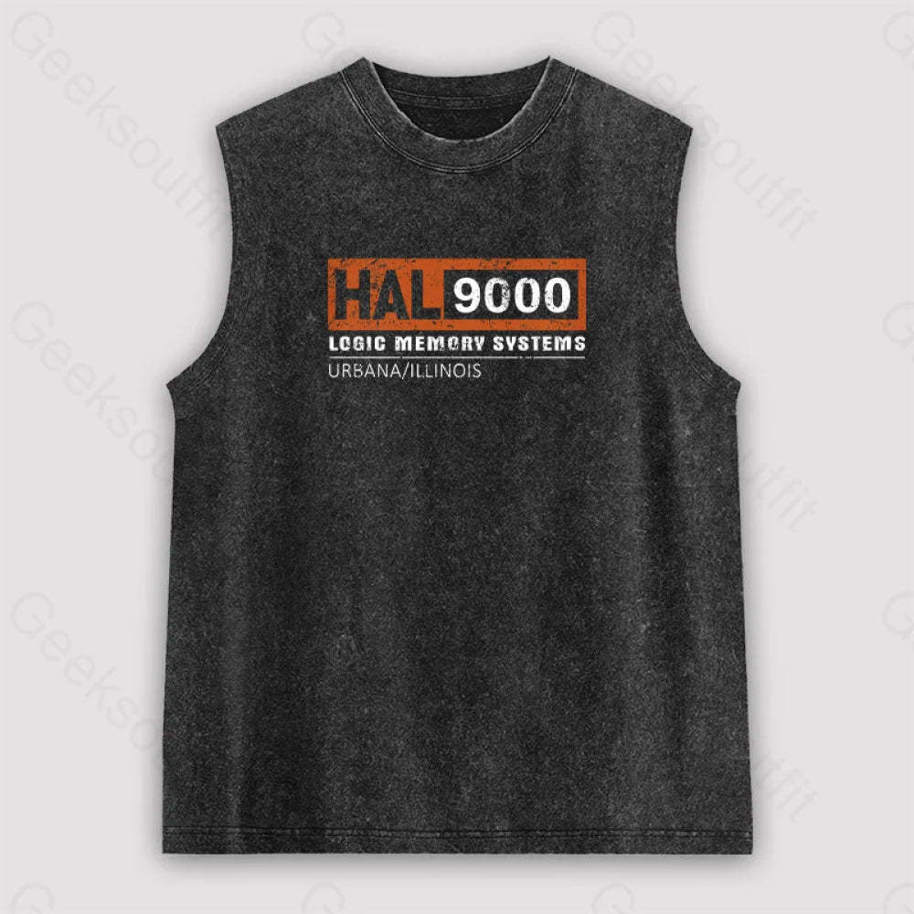 Hal 9000 Distressed Unisex Washed Tank Black / S