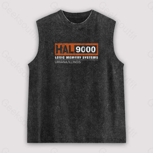 Hal 9000 Distressed Unisex Washed Tank Black / S