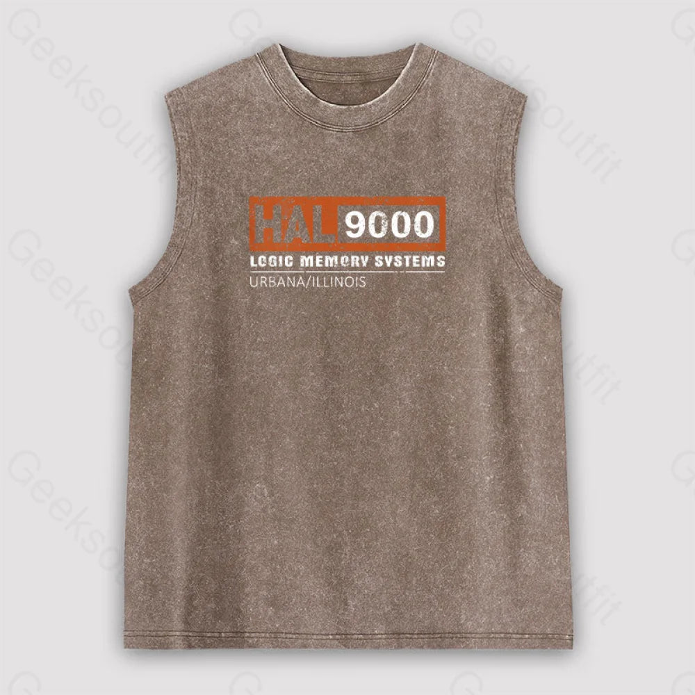 Hal 9000 Distressed Unisex Washed Tank Brown / S