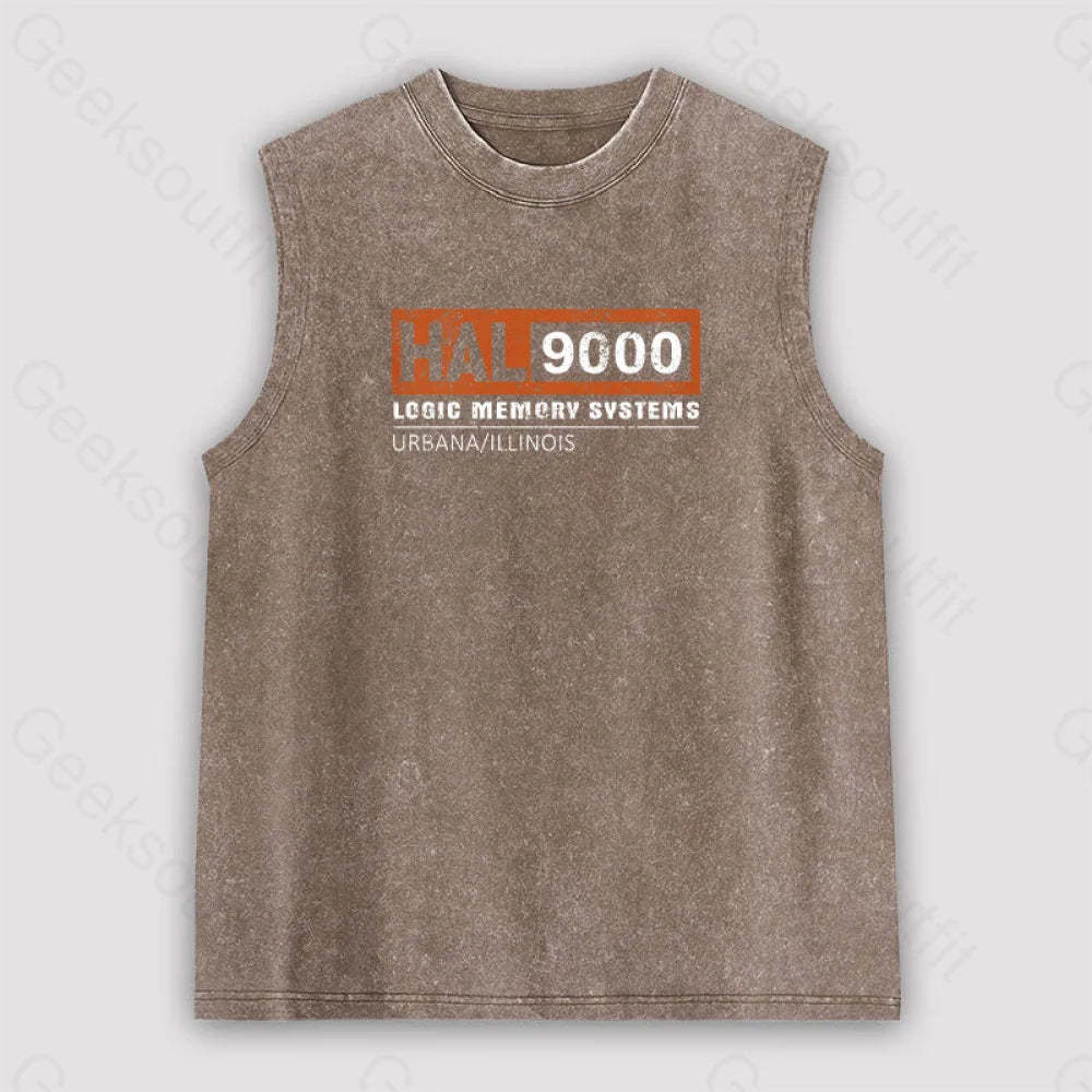 Hal 9000 Distressed Unisex Washed Tank Brown / S