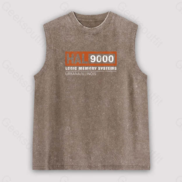Hal 9000 Distressed Unisex Washed Tank Brown / S