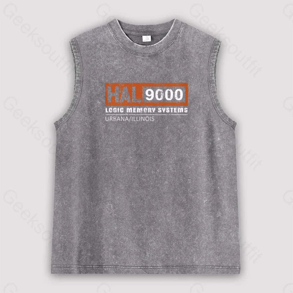 Hal 9000 Distressed Unisex Washed Tank Grey / S