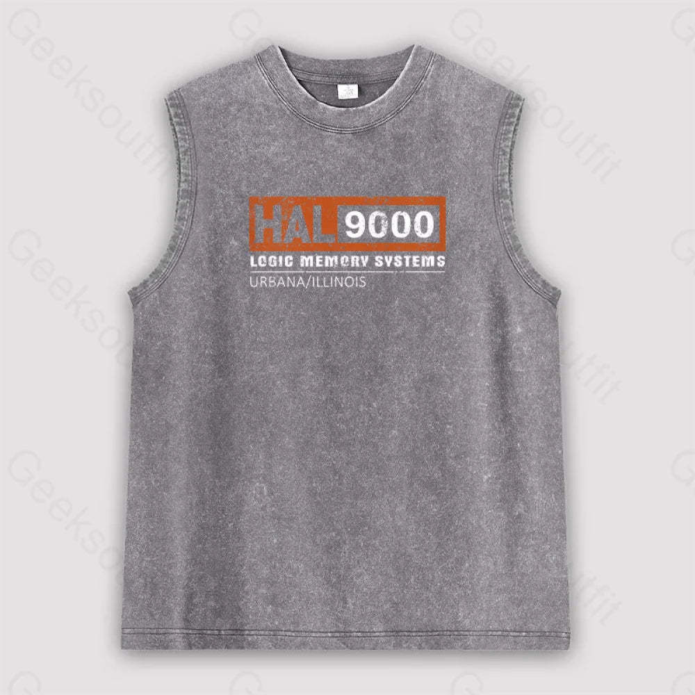 Hal 9000 Distressed Unisex Washed Tank Grey / S