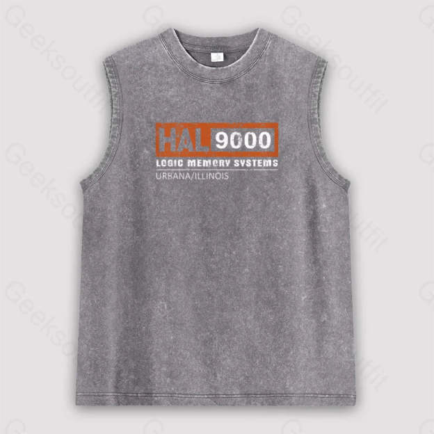 Hal 9000 Distressed Unisex Washed Tank Grey / S