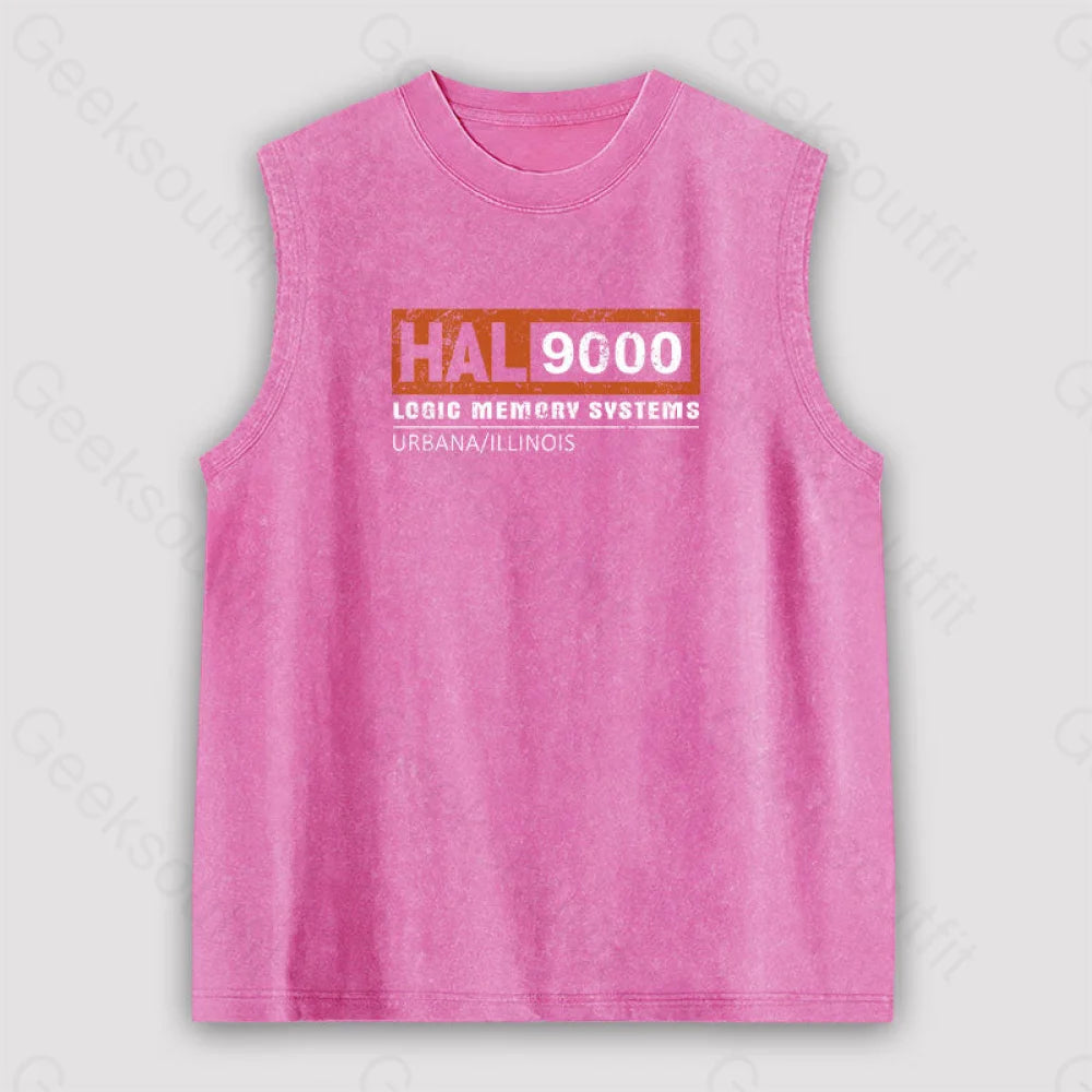 Hal 9000 Distressed Unisex Washed Tank Pink / S