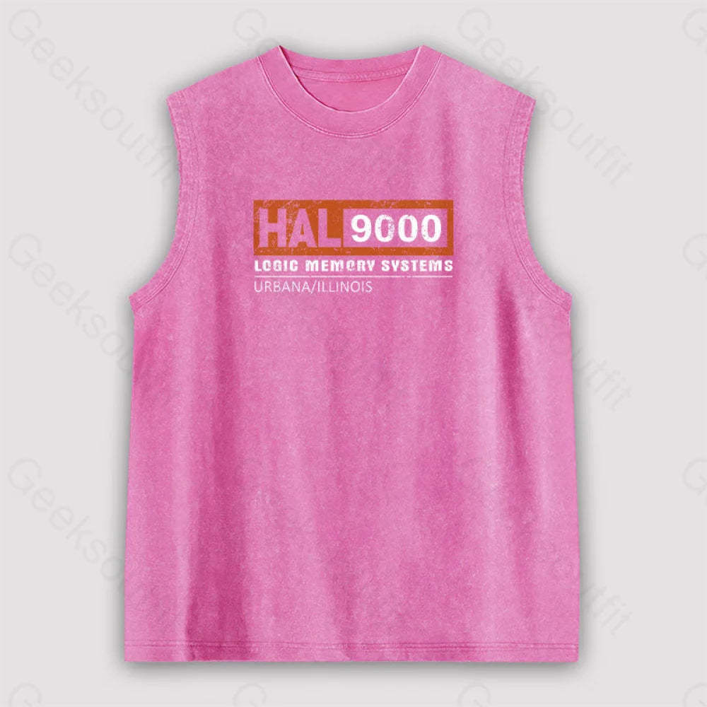 Hal 9000 Distressed Unisex Washed Tank Pink / S