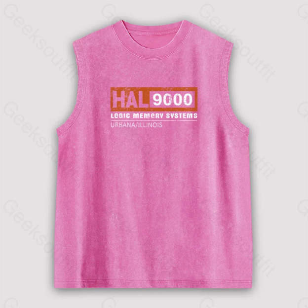 Hal 9000 Distressed Unisex Washed Tank Pink / S