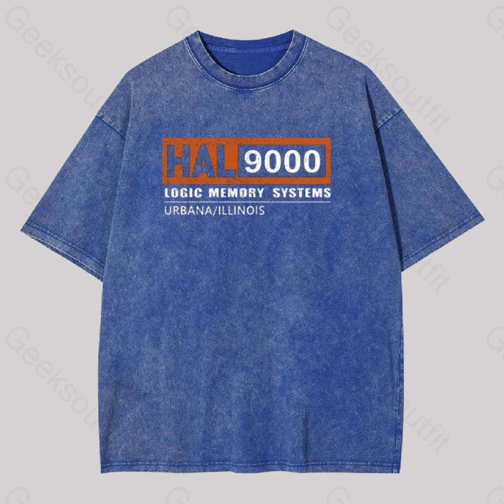 Hal 9000 Distressed Washed T-Shirt Blue / S