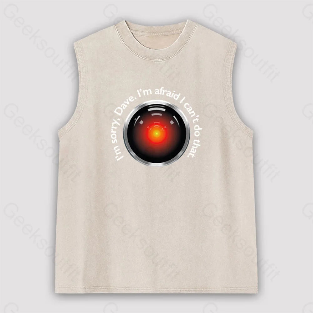 Hal ’Sorry Dave’ Quote Unisex Washed Tank Apricot / S