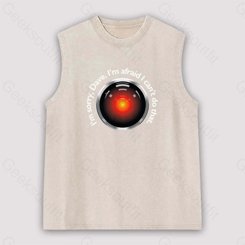 Hal ’Sorry Dave’ Quote Unisex Washed Tank Apricot / S