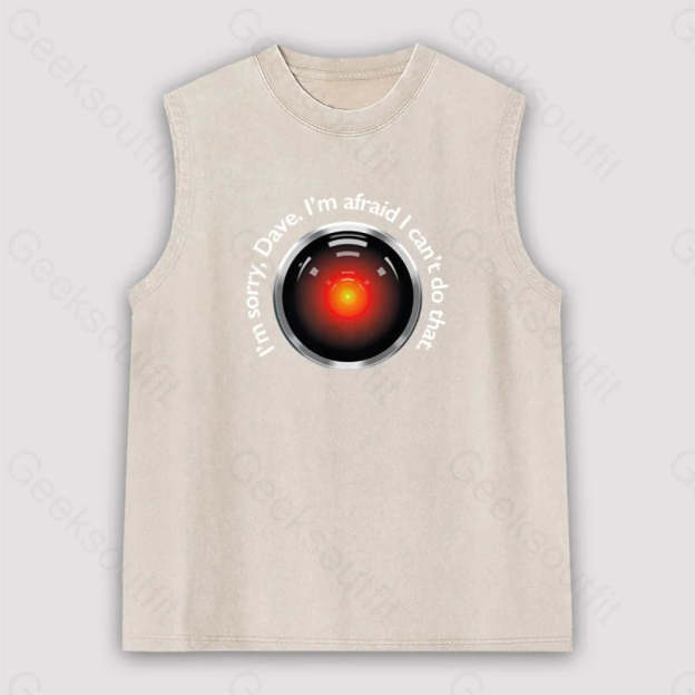 Hal ’Sorry Dave’ Quote Unisex Washed Tank Apricot / S