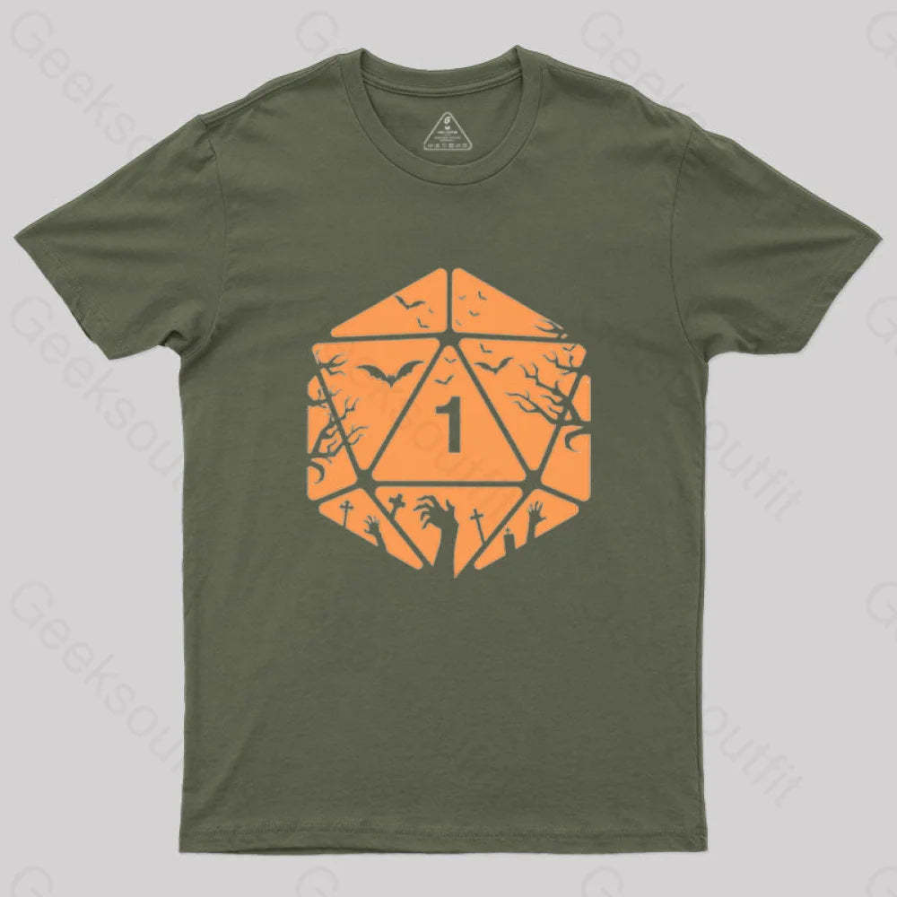 Halloween D20 Die T-Shirt Army Green / S