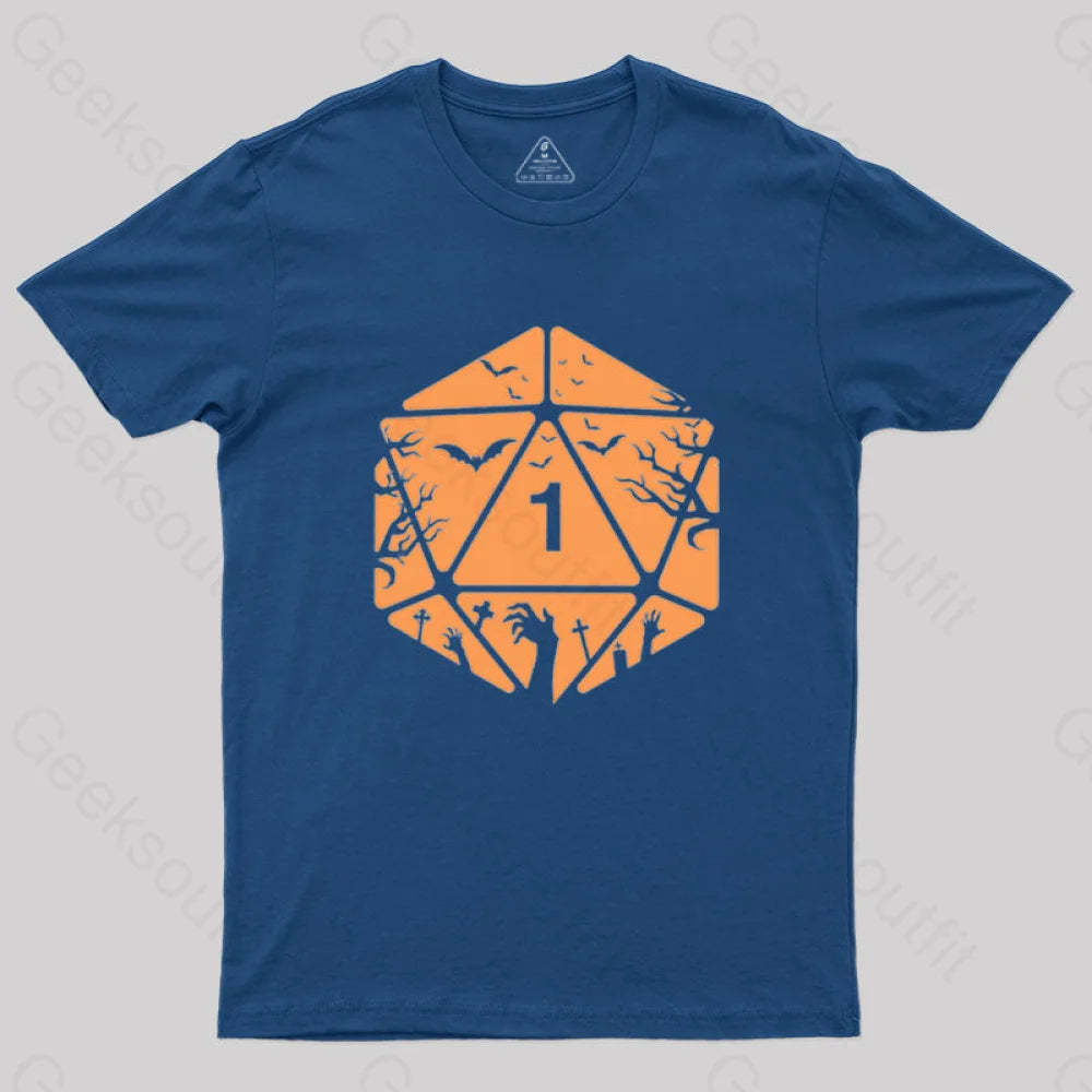Halloween D20 Die T-Shirt Navy / S
