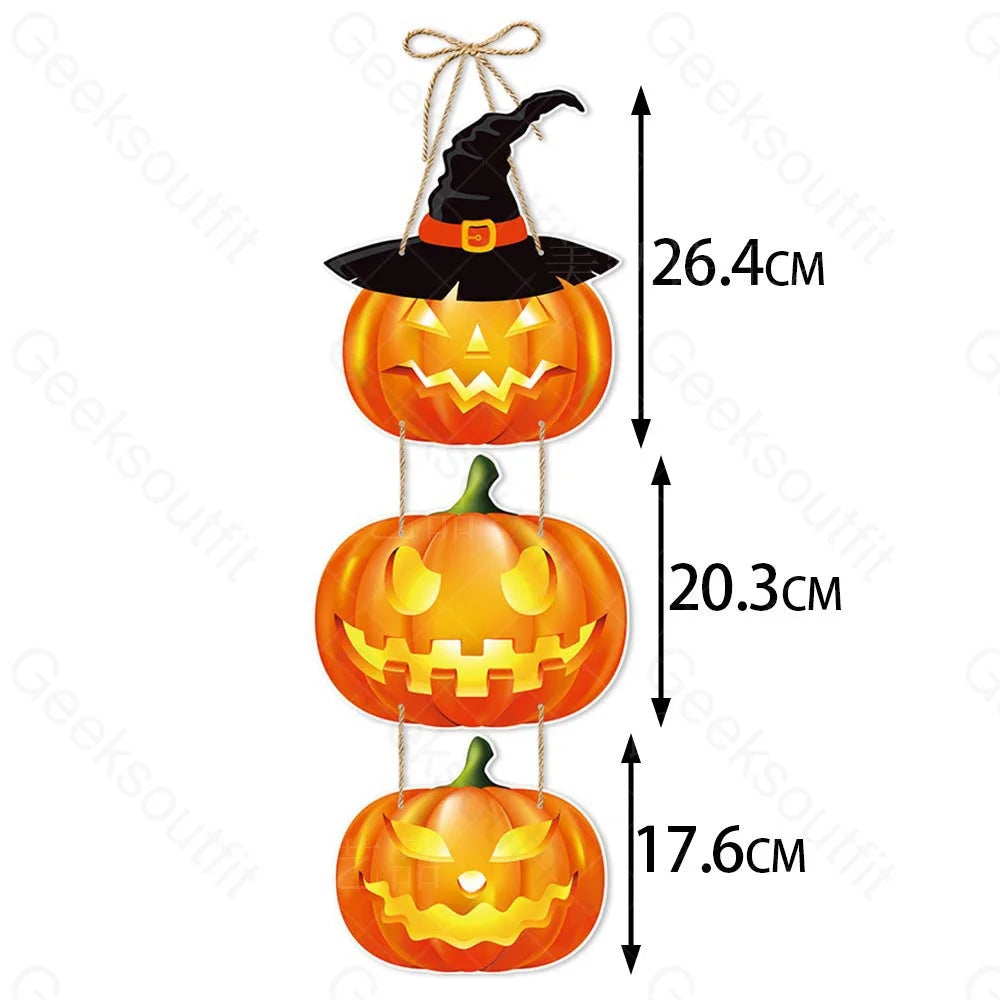 Halloween Pumpkin Bat Decoration Hanging Sign Door