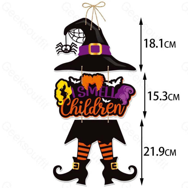Halloween Pumpkin Bat Decoration Hanging Sign Witch