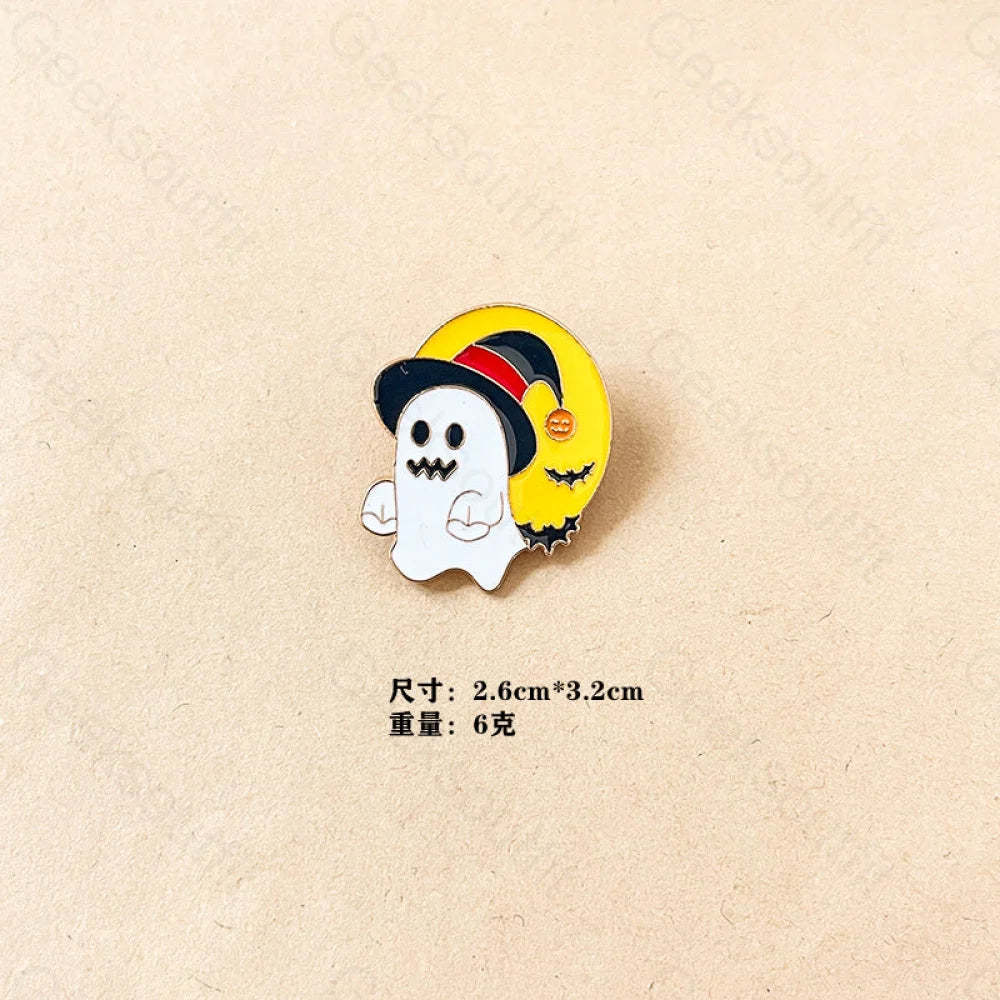 Halloween Pumpkin Cat Cartoon Pins 4# Ghost In A Hat