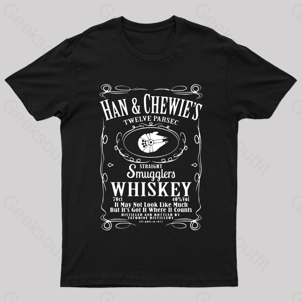Han&Chewie¡¯s Twelve Parsec Whiskey Geek T-Shirt Black / S