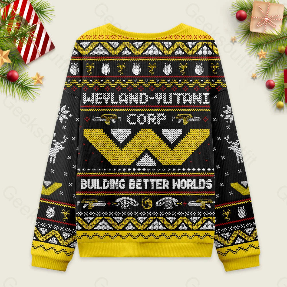 Happy Alien Xmas Black Ugly Christmas Sweater