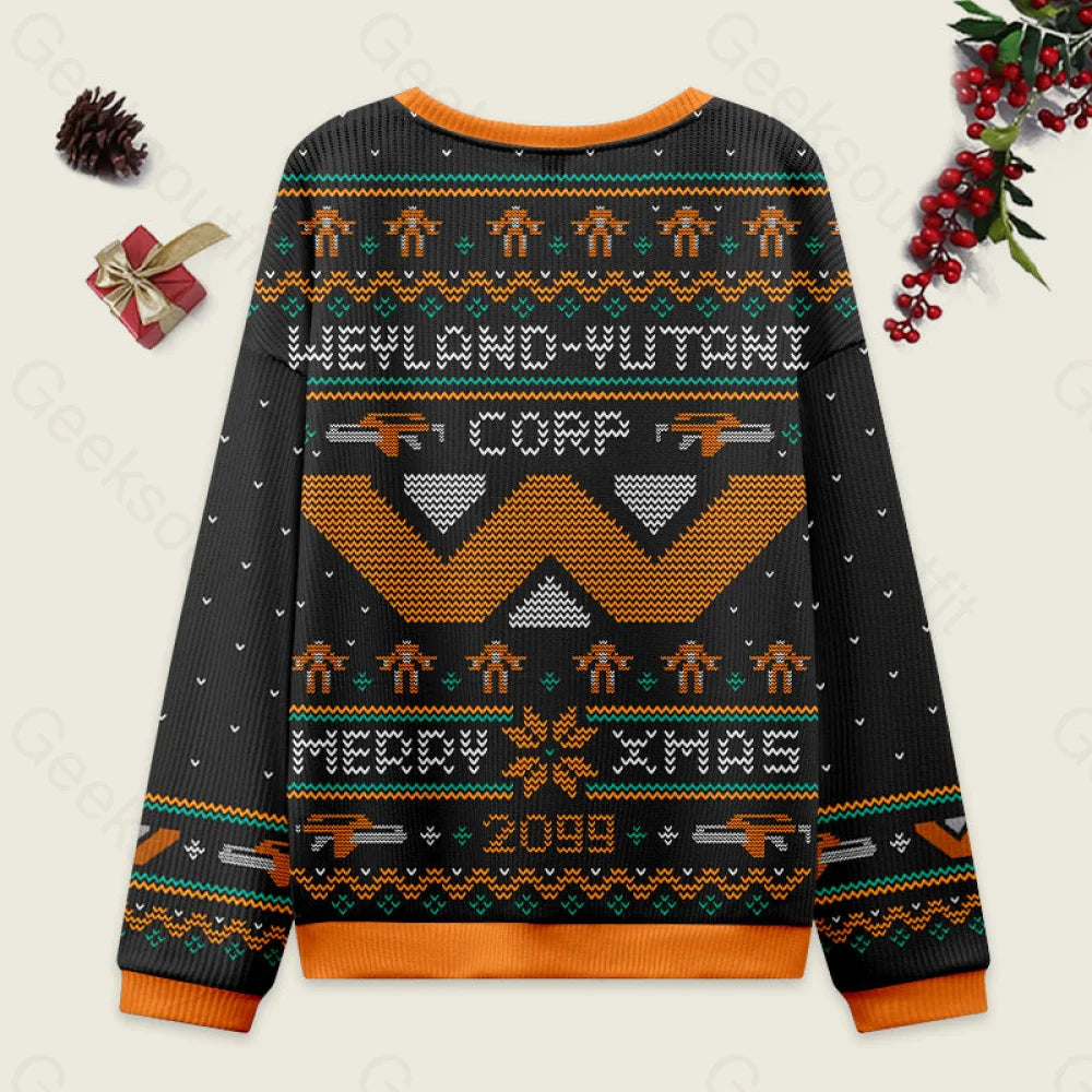 Happy Alien Xmas Black Ugly Christmas Sweater