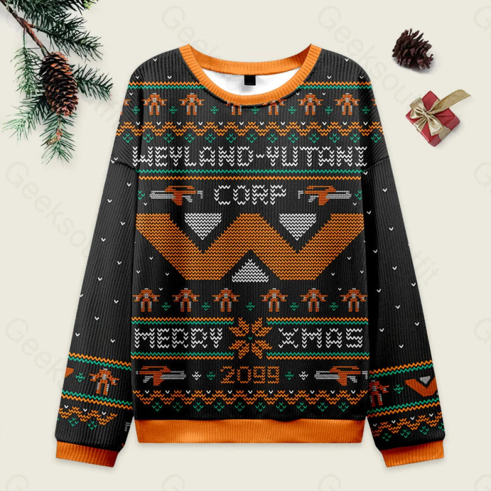 Happy Alien Xmas Black Ugly Christmas Sweater Men??s Style-S