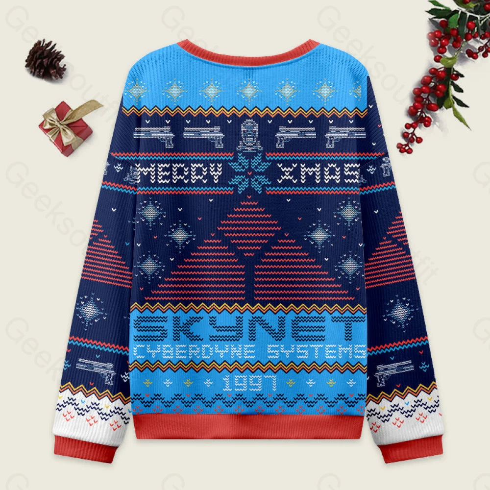 Happy Cyber Xmas Blue Ugly Christmas Sweater Men??s Style-S