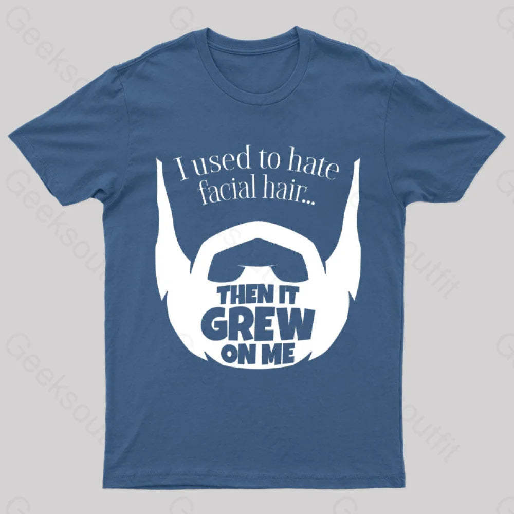 Hate Facial Hair Geek T-Shirt Navy / S