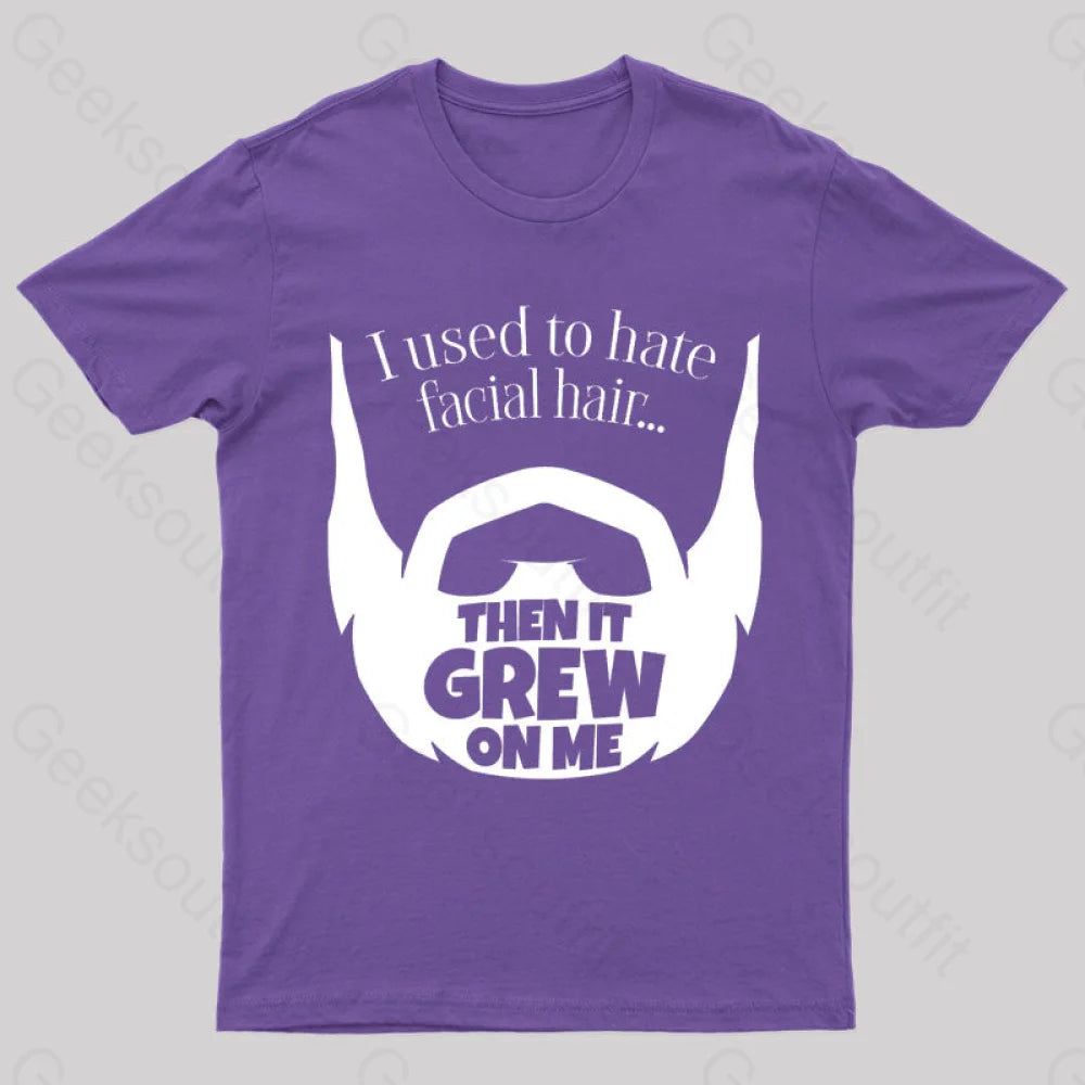 Hate Facial Hair Geek T-Shirt Purple / S