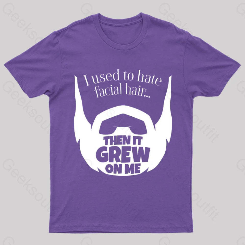 Hate Facial Hair Geek T-Shirt Purple / S